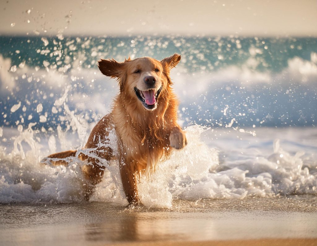 un chien qui s'amuse à la plage