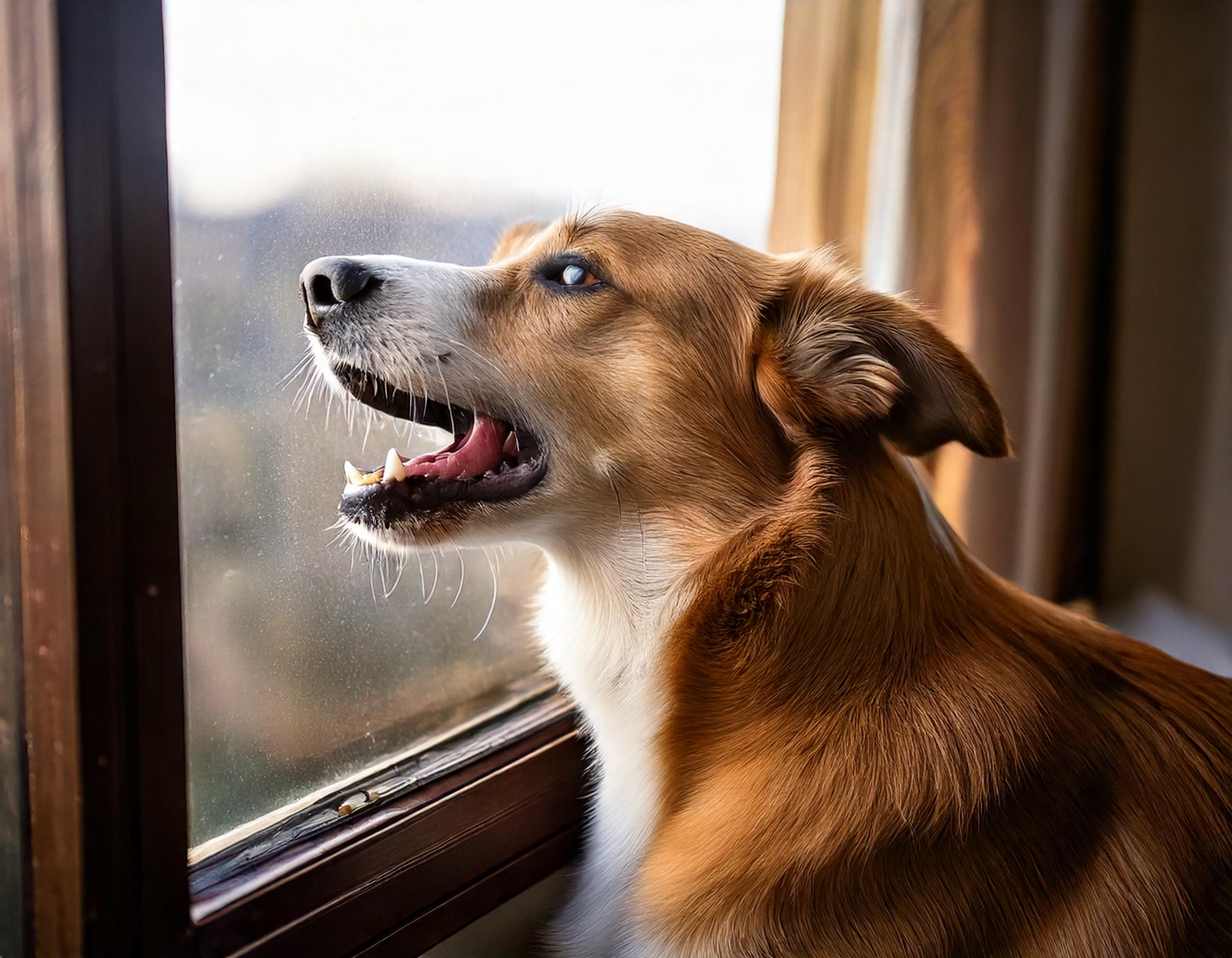 Chien qui aboie à la fenêtre